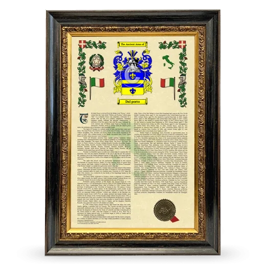 Dal porto Armorial History Framed - Heirloom